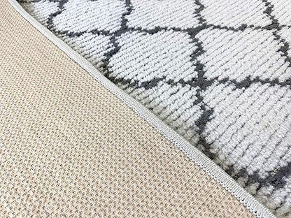 Custom Size Modern Runner Rug Carpet for Hallway Entryway Foyer Kitchen, Slip Resistant Latex Rubber Backed 31 inch Wide X Customized Length, Trellis Grey, 31 inch X 5 feet