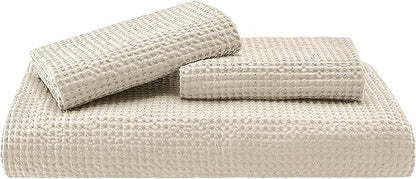 Bedsure Cotton Duvet Cover Queen Size - 100% Cotton Waffle Weave Beige Duvet Cover Queen Size, GentleSoft™ and Breathable Bedding Set for All Season, 3 Pieces, 90"x90"