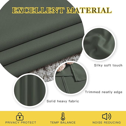 NICETOWN Room Darkening Curtains for Nursery, Grommet Thermal Insulated Light Blocking Window Treatments Sound Reducing for Bedroom, W37 x L72, 2 Panels, Dark Mallard