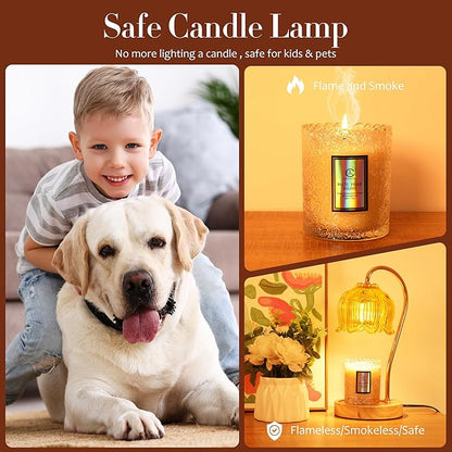 Dimmable Flower Candle Warmer Lamp with Timer - Compatible with Various Candles - Christmas & Mother's Day Gift for Women，Vintage Bedroom Home Decor