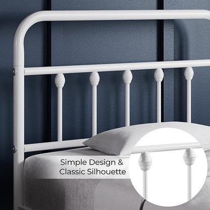 Yaheetech Classic Metal Platform Bed Frame Mattress Foundation with Victorian Style Iron-Art Headboard/Footboard/Under Bed Storage/No Box Spring Needed/Twin Size White