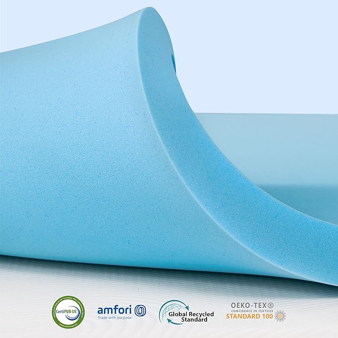 Subrtex Mattress Topper, Memory Foam Mattress Topper, Gel-Infused Memory Foam Topper for Side Stomach Sleepers, Breathable Bed Toppers (4 Inch, Cal King)