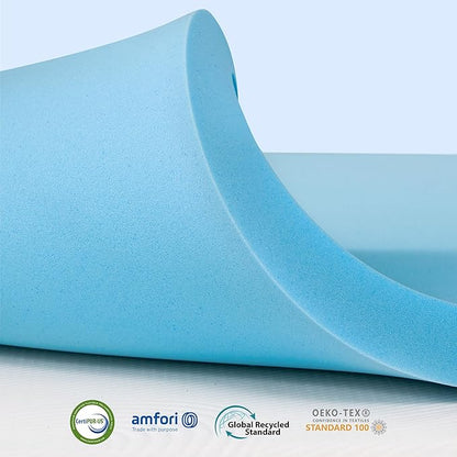 Subrtex Mattress Topper, Memory Foam Mattress Topper, Gel-Infused Memory Foam Topper for Side Stomach Sleepers, Breathable Bed Toppers (3 Inch, Cal King)