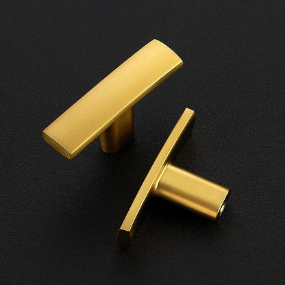 30 Pack Gold Cabinet Knobs - Curved Cabinet Pulls Brushed Brass Knobs for Kitchen Drawer Solid Dresser Pulls for Kitchen Hardware 1-3/4in Length Single Hole