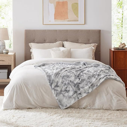 Bedsure GentleSoft Sherpa Fluffy Throw Blanket - Fleece Warm and Cozy Throw for Women Gift, Plush & Fuzzy Faux Fur Christmas Blanket for Couch, Bed Decor, Tie Dye Design, Light Grey, 50x60 Inches