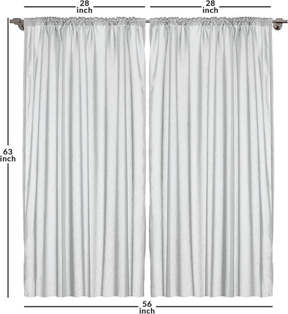 Ambesonne Black and White Window Curtains, Modern Grunge Botany Motif Monochrome Brush Paint Style Strokes, Lightweight Decor 2-Panel Set with Rod Pocket, Pair of - 28" x 63", White and Black