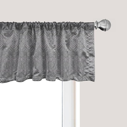 Ambesonne Aztec Window Valance Pack of 2, Pattern of Symmetric Tribal Inspired Streaks and Motifs in Greyscale Tones, Rod Pocket Curtain Valances for Kitchen Bedroom, 54" X 18", Pale Grey and Dimgray