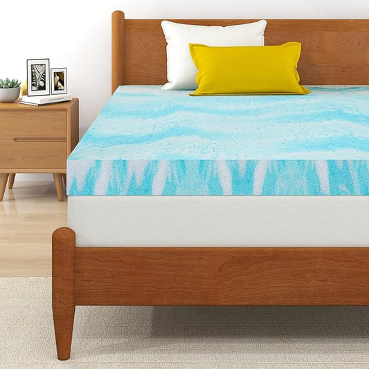 IULULU Mattress Topper, 4 Inch Gel Memory Foam Mattress Topper, California King, CertiPUR-US Certified
