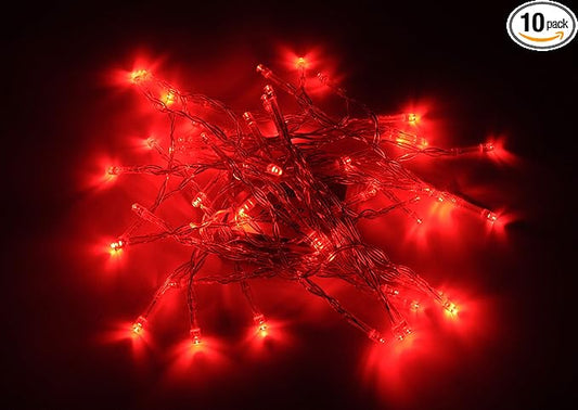 Karlling Battery Operated Red 40 LED Fairy Light String Wedding Party Xmas Christmas Decorations(Red,10 Pack)