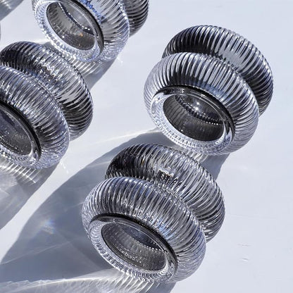Woho Smoke Grey Votive Candle Holders Set of 6, Vintage Ribbed Tealight Candle Holder for Daily Home Decor, Classy Tea Light Candle Holder Glass for Living Room Table Decor(Grey, 2.1" H X 2.75" D)