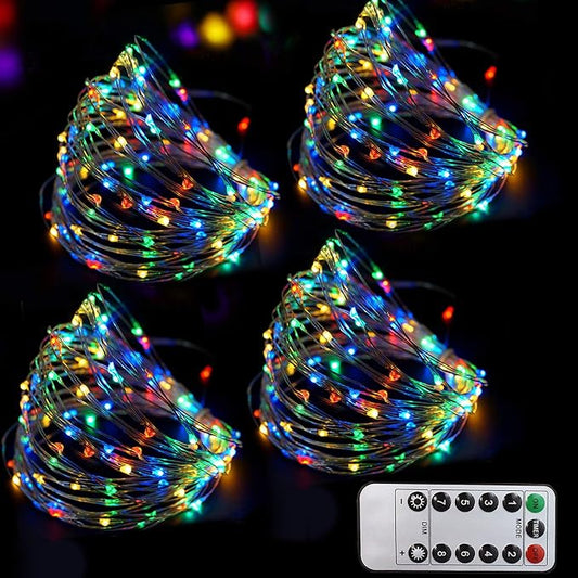 Bright Zeal 66 Ft 200 LED 8 Mode Multi Colored Christmas Fairy Lights Battery Operated with Remote Control Christmas Lights Outdoor Multicolor Waterproof -Twinkle LED String Lights Colorful