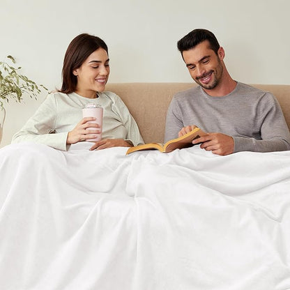 Exclusivo Mezcla Fleece Throw Blanket for Couch, Sofa, 300GSM Super Soft and Warm Blankets, Pure White Throw All Season Use, Cozy, Plush, Lightweight, 50x60 Inches