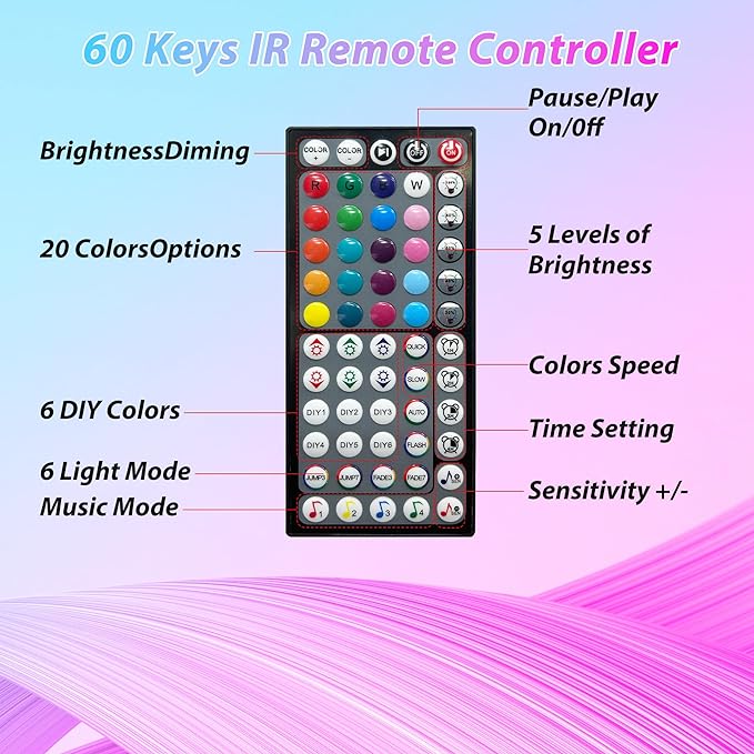 Led Lights for Bedroom 200ft Music Sync Color Changing Led Strip Lights with 60 Key Remote and App Control RGB Led Light Strip for Home Party Room Decoration (2 * 100ft)