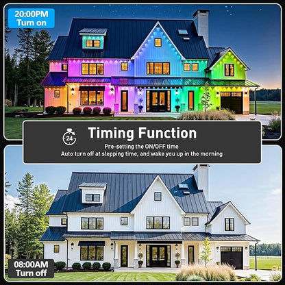 LETIANPAI 500FT Permanent Outdoor Lights,RGB Eaves Lights with App Control Remote,DIY Scene Modes IP67 Waterproof Outdoors Under Eave Lighting,Outdoor Light for Garden Decor