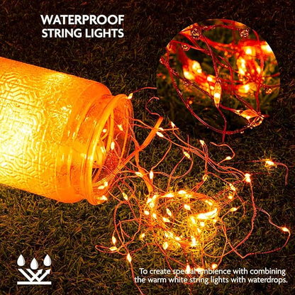 12 Pack Orange Fairy Lights Battery Operated String Lights, 7ft 20 Led Waterproof Copper Wire Firefly Starry for DIY Wedding Party Bedroom Christmas