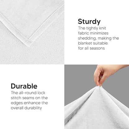 Utopia Bedding Fleece Blanket Twin XL Size White 300GSM Luxury Anti-Static Fuzzy Soft Microfiber Dorm Bed Blanket (90x76 Inch)