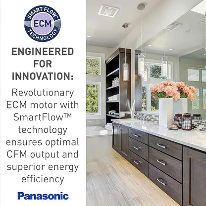 Panasonic WhisperValue Ceiling/Wall Mount Bathroom Exhaust Fan with Dimmable LED Light, 50-80-100 CFM, FV-0510VSL1