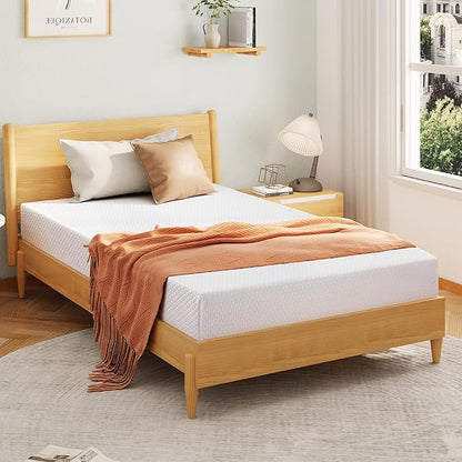 EGOHOME 8 Inch Queen Mattress, Memory Foam Mattress in a Box with Cooling Green Tea Gel, Relieve Pressure with Medium Firm Support, CertiPUR-US Certified, 80''L x 60''W, White