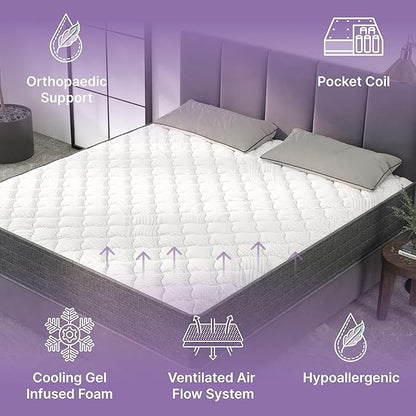 NapQueen Twin-XL Mattress, 10 Inch Victoria Hybrid Cooling Gel Infused Pocket Spring and Memory Foam Mattress, Twin-XL Size Mattress Bed in a Box, CertiPUR-US Certified, Fiberglass-Free Mattress