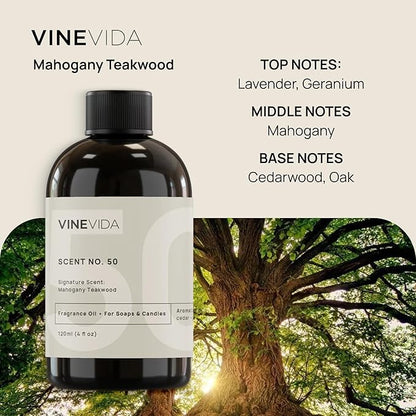 VINEVIDA Mahogany Teakwood Fragrance Oil for Cold Air Diffusers - Essential Oils for Diffuser Oil Refill & Air Freshener Room Spray (32 Fl Oz)