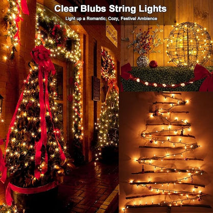 Brizled Warm White Incandescent Christmas Lights, 300 Count 69.6ft Connectable, Clear Mini String Lights for Indoor/Outdoor Decor