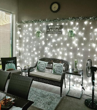 Lighting EVER Curtain Lights Cool White, 306 LED Plug in Hanging Fairy String Light for Bedroom Wall, Indoor Outdoor Backdrop Lighting for Wedding Party Patio (10x10ft, 18 Strings 6.9" Apart)