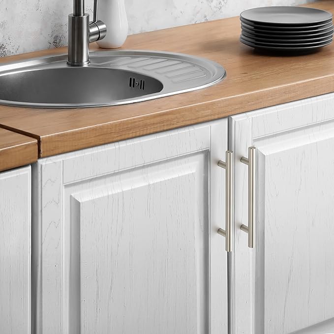 JOY DECOR 30 Pack Cabinet Handles, Brushed Nickel Cabinet Pulls, 5 in Hole Center Kitchen Cabinet Handles, Stainless Steel T Bar Handles for Dresser Drawers