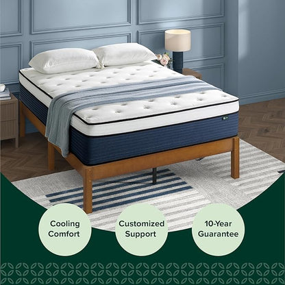 ZINUS 14 Inch Cooling Comfort Support Hybrid Mattress [New Version], King, Fiberglass Free, Medium Plush, Cooling Motion Isolation, Certified Safe Foams & Fabric, Mattress in A Box