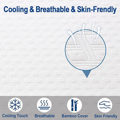 EDILLY 3 Inch Cooling Gel Memory Foam Mattress Topper King Size,with Removable & Washable Bamboo Cover,Soft Breathable Mattress Pad,Bed Topper for Back Pain Relief (76x80)