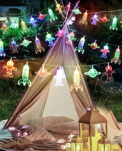 AceList Space String Lights, 20 LED Color-Changing Fairy Lights with Battery&USB Powered for Children's/Kids' Rooms, Space-Themed Party, Christmas and Bedroom Decor