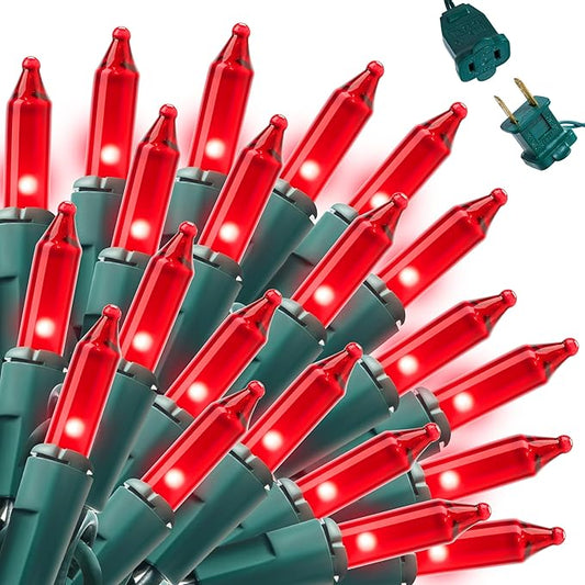 Joiedomi Red Christmas Lights Outdoor,42.8FT Christmas Tree Lights Outside,200(2x100) Count String Lights,Green Wire Xmas Lights for Decorations Indoor Holiday Theme Party Yard House