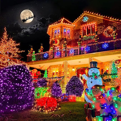 JMEXSUSS 250 LED Orange and Purple Christmas String Lights Indoor Outdoor Waterproof for Garden Patio Party Halloween Christmas Decorations