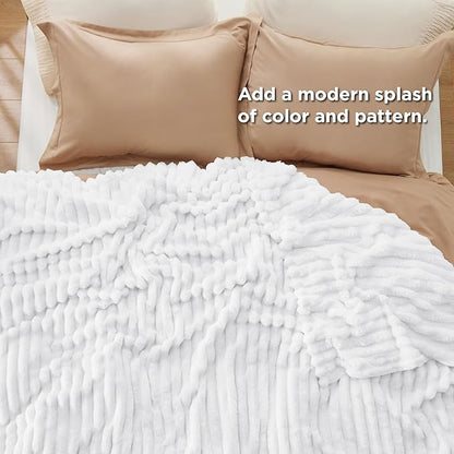 Bedsure GentleSoft King Throw Blanket for Couch - Cozy Soft Blankets for Women, Cute Small Fleece Throws for Girls, White, 108x90 Inches