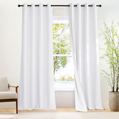 NICETOWN 100% Blackout 108 inch Curtains, Grommet Thermal Insulated Window Treatments Light Blocking Drapes for Bedroom/Living Room, W52 x L108, 2 Panels