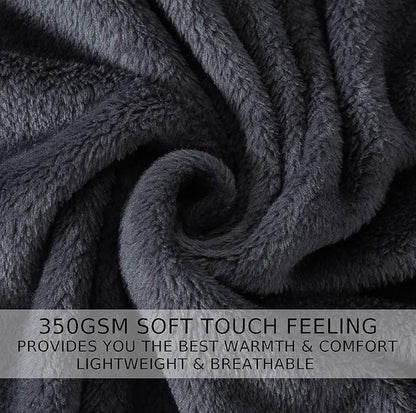 Soft Travel Size Blanket All Season Warm Fuzzy Microplush Lightweight Thermal Fleece Blankets for Couch Bed Sofa,Throw,50x61 Inches,Dark Gray