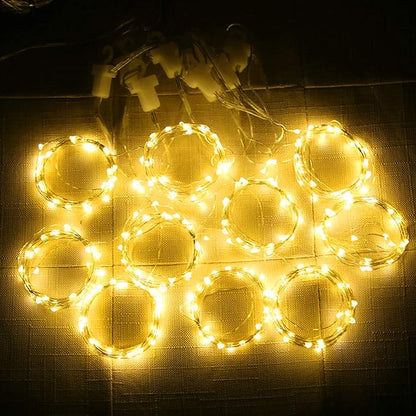 HOME LIGHTING Window Curtain String Lights, 300 LED 8 Lighting Modes Fairy Copper Light with Remote, USB Powered for Christmas Party Wedding Home Decorations (Warm White)