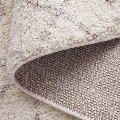 SAFAVIEH Arizona Shag Collection Accent Rug - 3'2" x 5', Ivory & Beige, Moroccan Design, Non-Shedding & Easy Care, 1.6-inch Thick Ideal for High Traffic Areas in Foyer, Living Room, Bedroom (ASG741A)