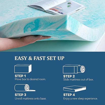 EGO Topper 3 Inch Twin Memory Foam Mattress Topper, Gel Foam Mattress Topper for Pressure Relief, Ventilated Design Bed Topper in a Box, CertiPUR-US Certified, Medium