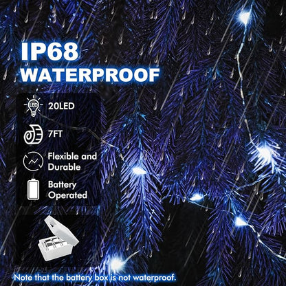 50 Pack Fairy Lights Battery Operated - 3 Speed Modes, 7Ft 20 LED String Twinkle Lights, Waterproof Copper Wire, Mini Firefly Light for Mason Jars Vases Christmas Decor, Blue