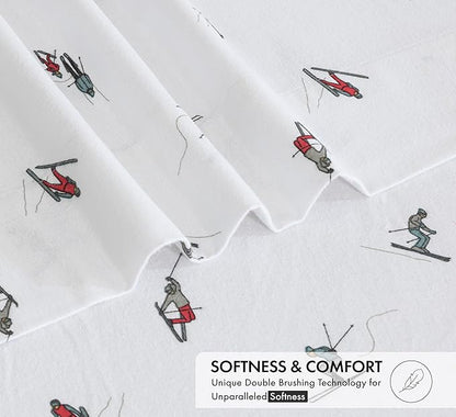 RUVANTI Flannel Sheets Twin XL Size - 100% Cotton Double Brushed Twin XL Sheet Sets, Deep Pockets 16 Inches, All Seasons Breathable & Extra Soft Bed Sheets, Warm & Cozy, 3 Piece, Flurry Friends