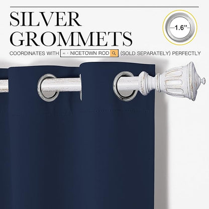 NICETOWN Blackout Curtain Panels, Window Treatment Energy Saving Thermal Insulated Solid Grommet Blackout Drapes/Draperies (Navy, 1 Pair, 42 by 50-inch)