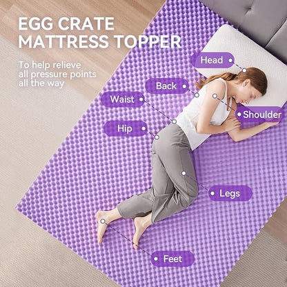 SINWEEK 1.5 Inch Egg Crate Cooling Gel Memory Foam Mattress Topper Full Size, Soft Mattress Pad for Back Pain Relief, Bed Topper, CertiPUR-US Certified