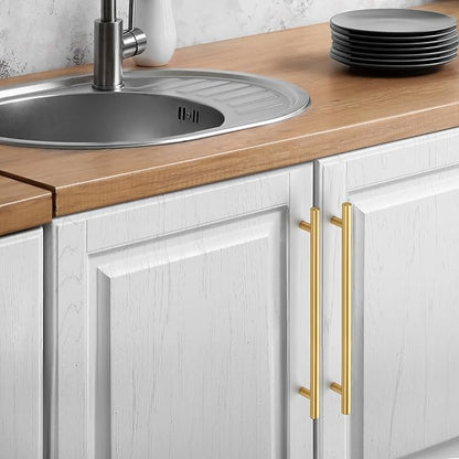 JOY DECOR 60 Pack Cabinet Handles, Gold Cabinet Pulls, 8-3/4 in Hole Center Kitchen Cabinet Handles, Stainless Steel T Bar Handles for Dresser Drawers