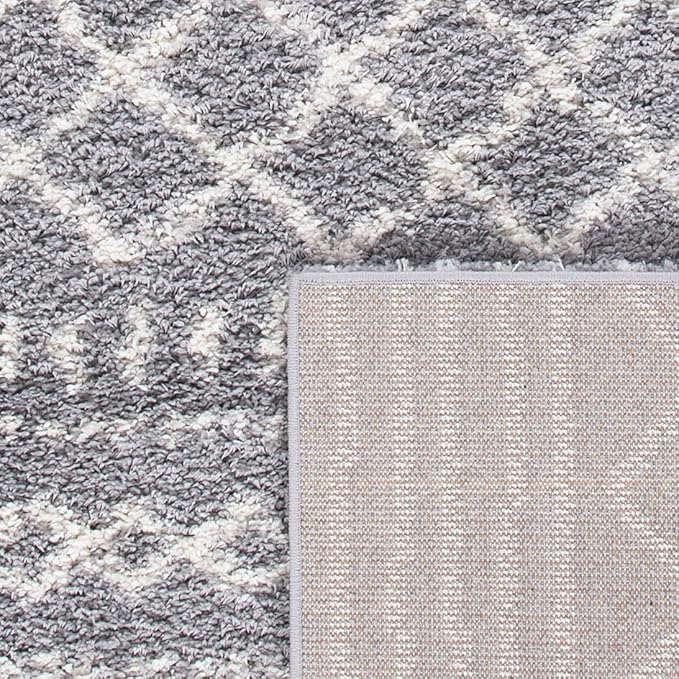 SAFAVIEH Arizona Shag Collection Area Rug - 6' x 8', Grey & Ivory, Non-Shedding & Easy Cleaning, Plush Thick Pile, Ideal for Living Room, Bedroom, Dining Space (ASG741G)