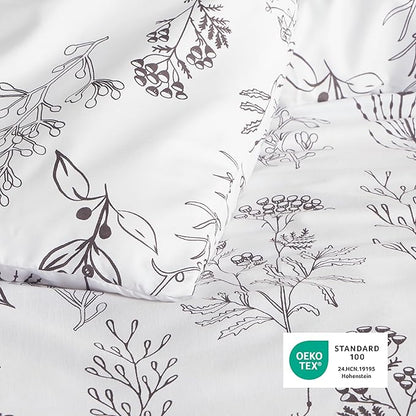 Bedsure Twin/Twin XL Comforter Set - Bright White Bed Set, 2 Pieces Cute Floral Bedding, 1 Soft Reversible Botanical Flowers Comforter and 1 Pillow Sham