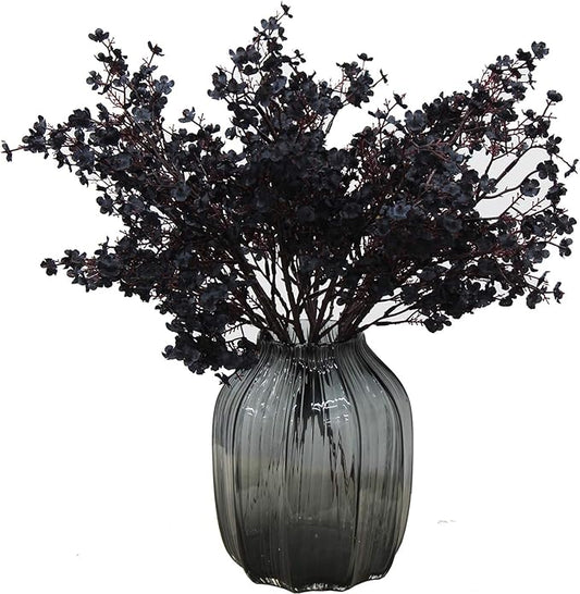 JAKY-Global Babys Breath Fabric Cloth Artificial Flowers 12 Bundle European Fake Silk Plants Decor Wedding Party Decoration Bouquets Real Touch DIY Home Garden (Black-12pcs)