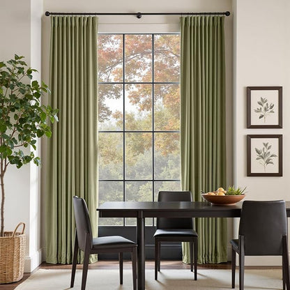 Lazzzy Velvet Blackout Curtains Green 90 Inch Long Thermal Insulated Curtain Heavy Duty Drapes Room Darkening Blackout Curtains Bedroom Window Treatment Set of 2 Panels Rod Pocket Sage