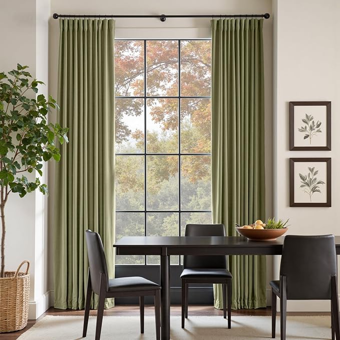 Lazzzy Velvet Blackout Curtains Thermal Insulated Room Window Drapes Super Soft Luxury Curtains for Living Room Bedroom Rod Pocket 2 Panels, Olive Sage, 52" W x 108" L
