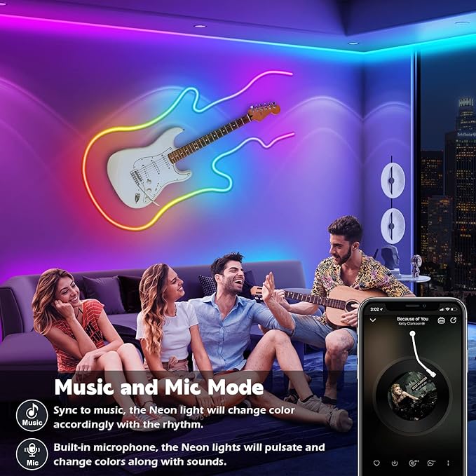 AILBTON 100FT Led Neon Rope Lights Control with App/Remote,Flexible Led Rope Light,Multiple Modes,IP65 Outdoor RGB Lights Waterproof,Music Sync Gaming Led Neon Strip Light for Bedroom Decor