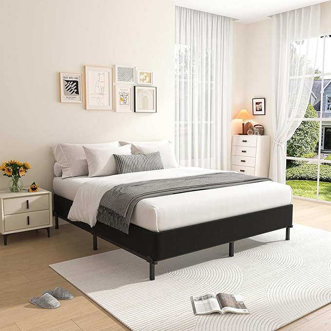 MAF Box Springs King Size 10 Inch, High Profile King Box Spring 3500 lbs Black Heavy Duty Metal Mattress Foundation with Easy Clean Fabric Cover, Easy Assembly